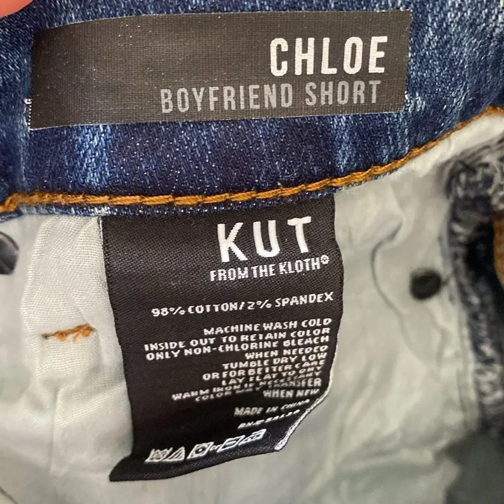 NWT Kut From The Kloth Chloe Boyfriend Shorts Size 4 High Waist Adjustable Hem